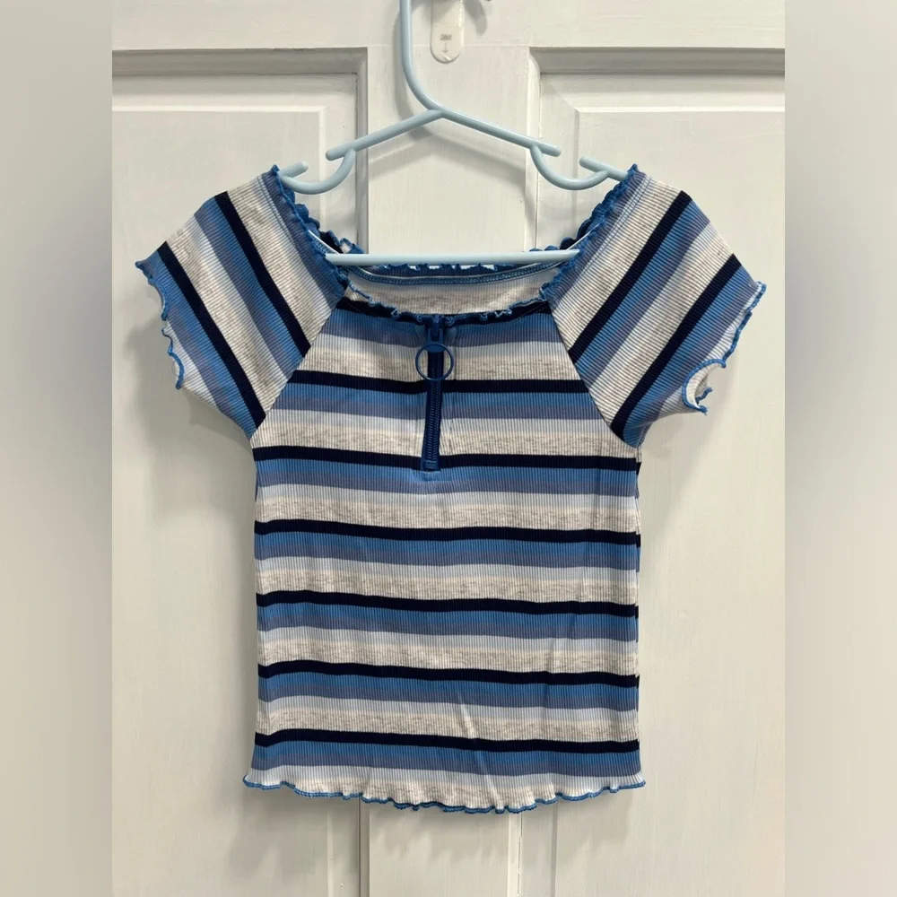 JUSTICE Lot Of 3 Cropped Short Floral Striped Summer Tops SIZE 7 GIRLS Pre Loved
